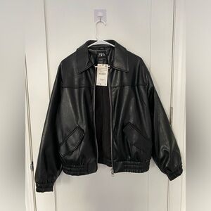 Oversized leather jacket from Zara (XS)